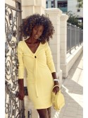 Ribbed dress with ruffles, yellow FG596 - Online store - Boutique